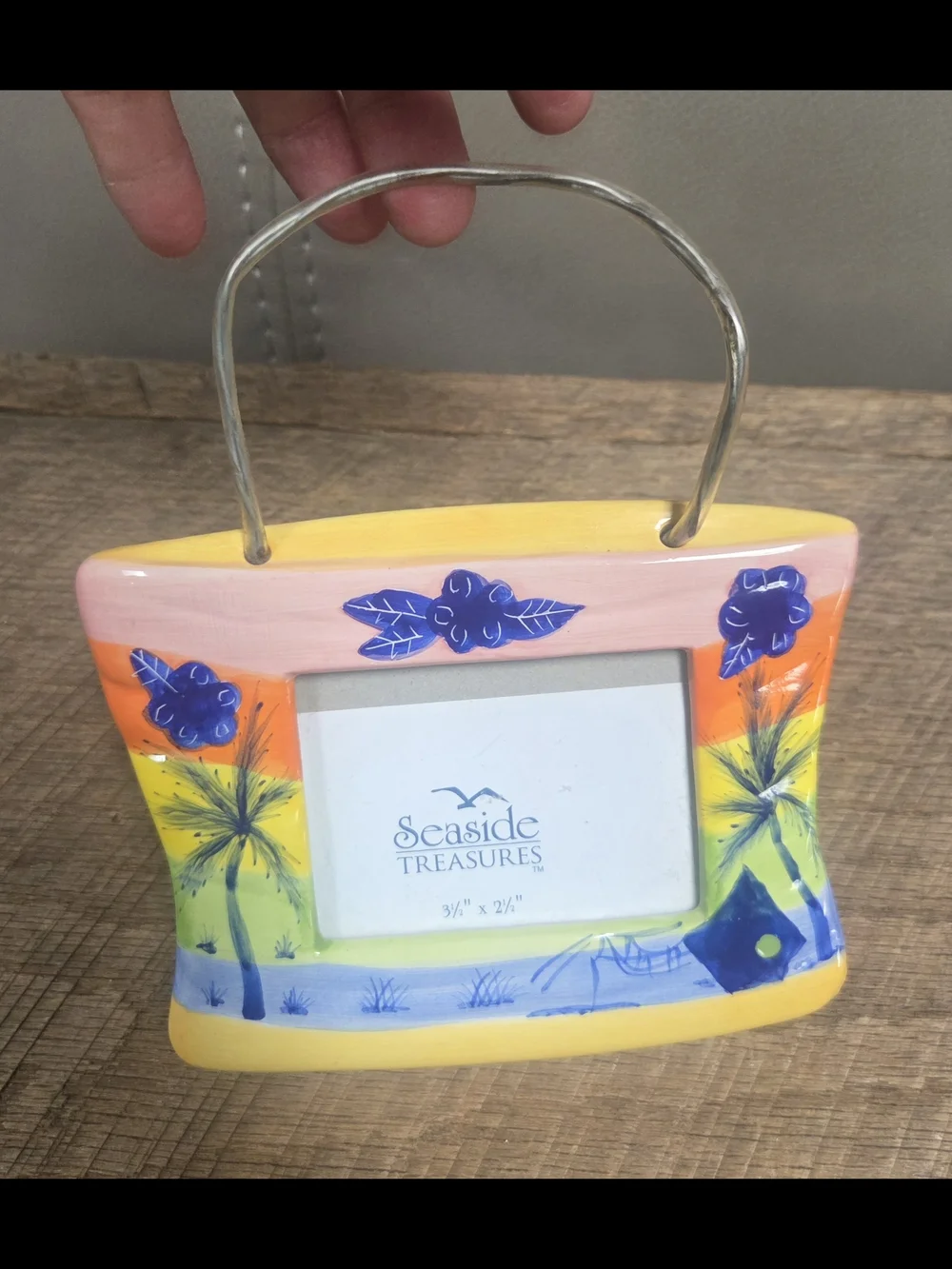 Unique Seaside Coastal Beach Bag Ceramic Photo Frame ~ Bin PP
